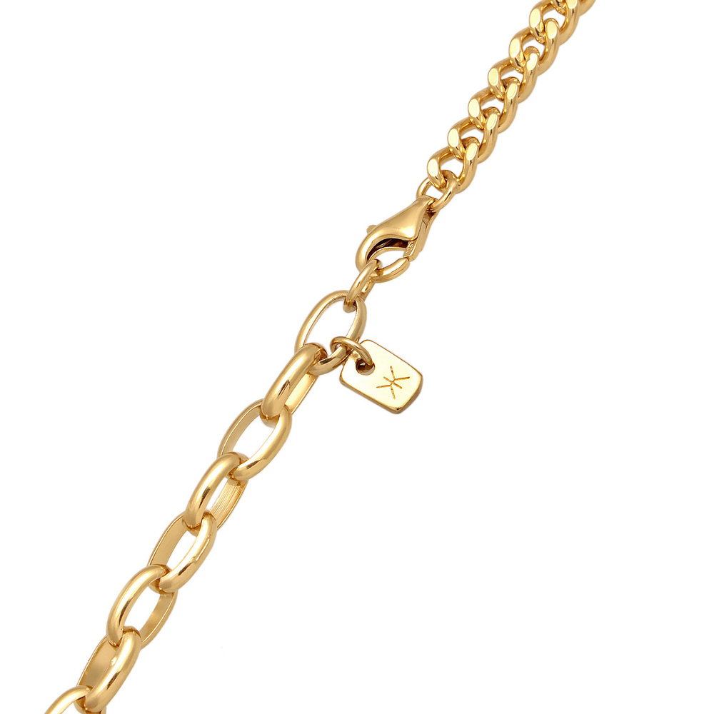 KUZZOI KUZZOI Collier Hommes Char Basique Combinable en argent sterling 925 plaqué or collier