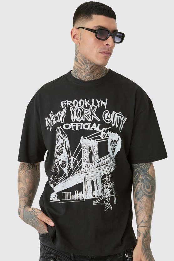 Tall Oversize T-Shirt mit Official City Print