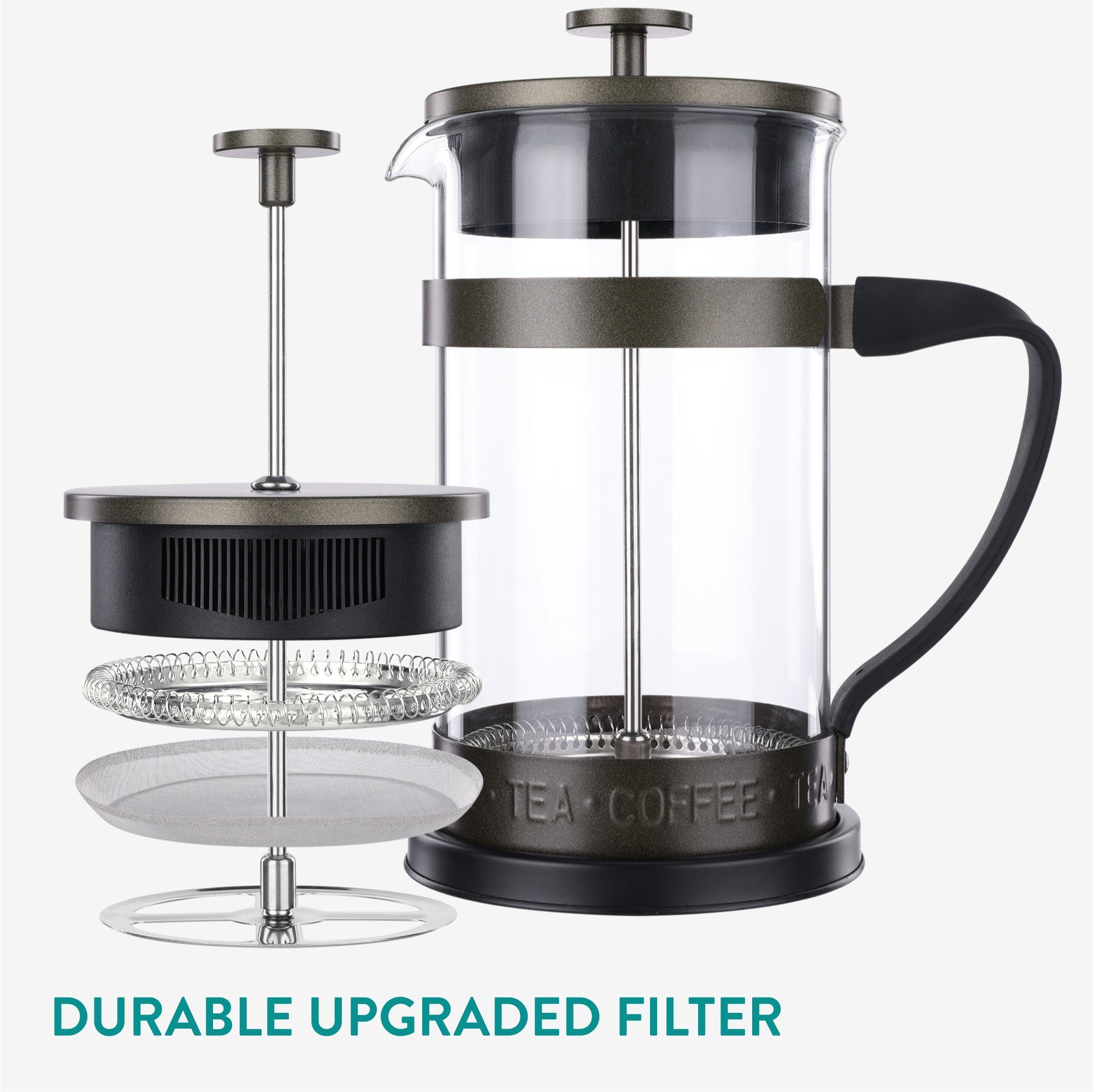 Navaris French Press Kanne French Press Kaffeebereiter mit Edelstahl Filter - 1000ml Stempelkanne