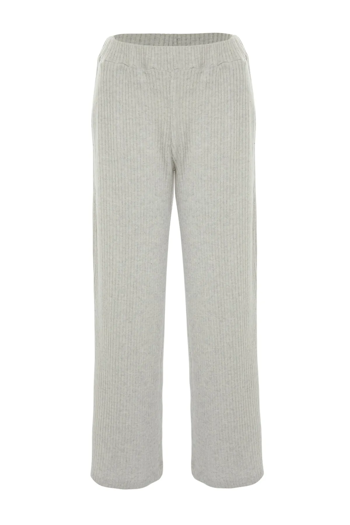 Trendyol Collection  Graue Jogginghose aus Rippstrick mit weitem Bein und bequemem Schnitt TWOAW23EA00065