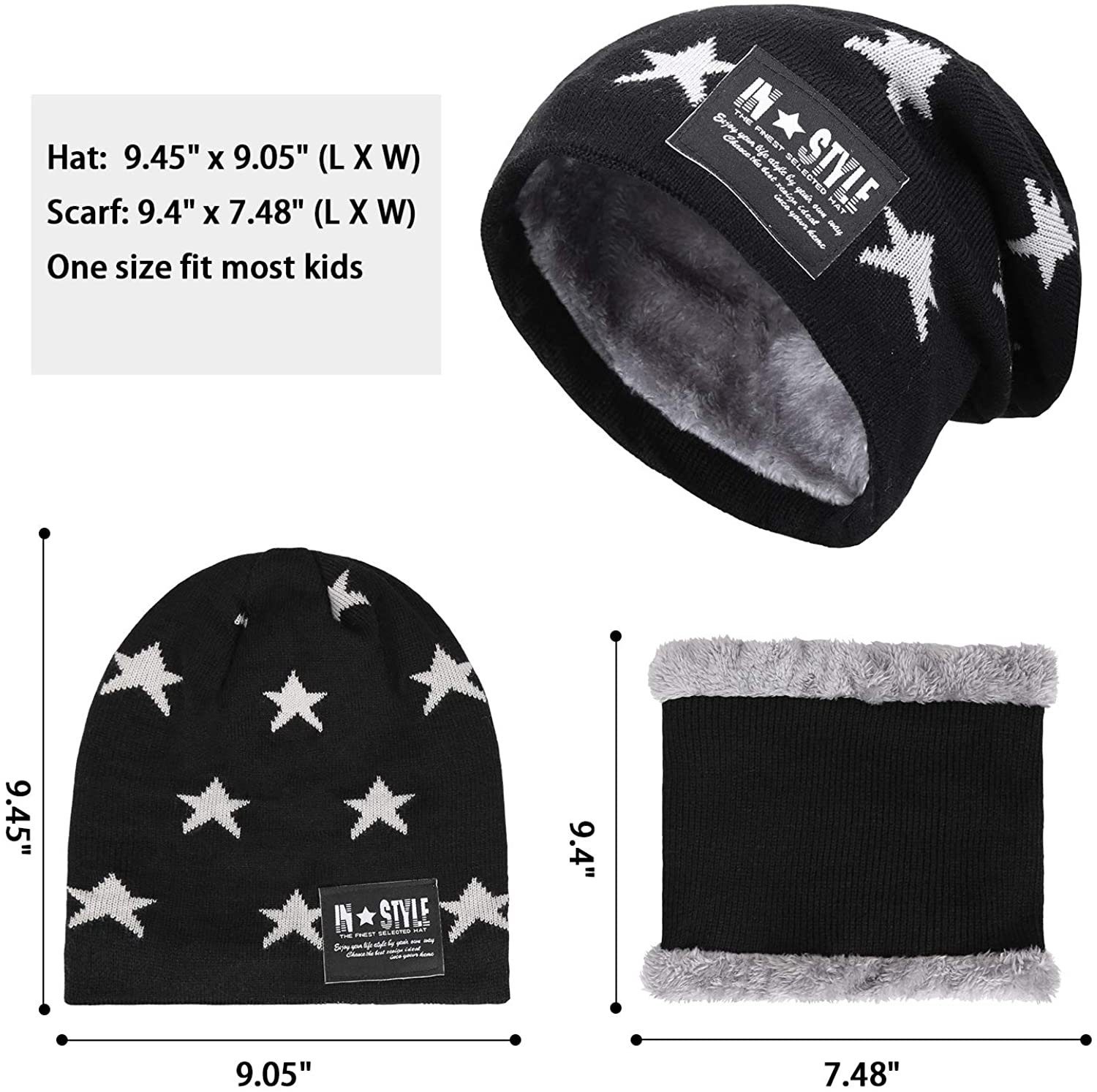 Alster Herz Fleecemütze Mütze Kinder mit Schlauchschal, Fleecefutter, Mütze+Loopschal, A0214 mitt Fleece, hält sehr warm