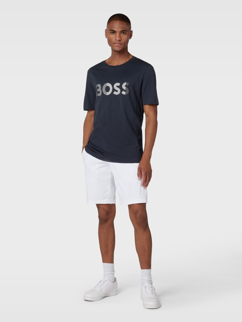 T-Shirt mit Label-Print in dunkelblau