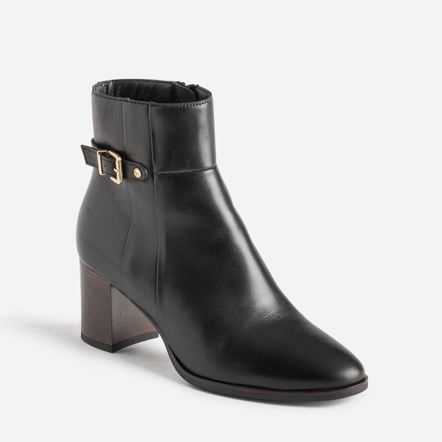 Boots noir éco-conçu en cuir avec bride