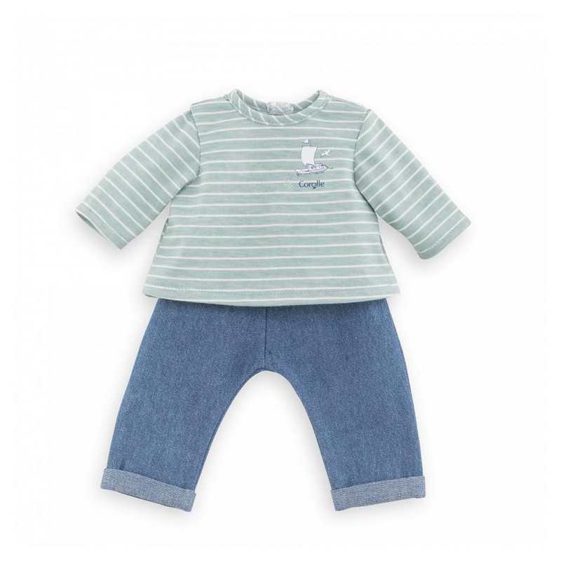 Pantalon et marinière bords de Loire pour poupon 36cm