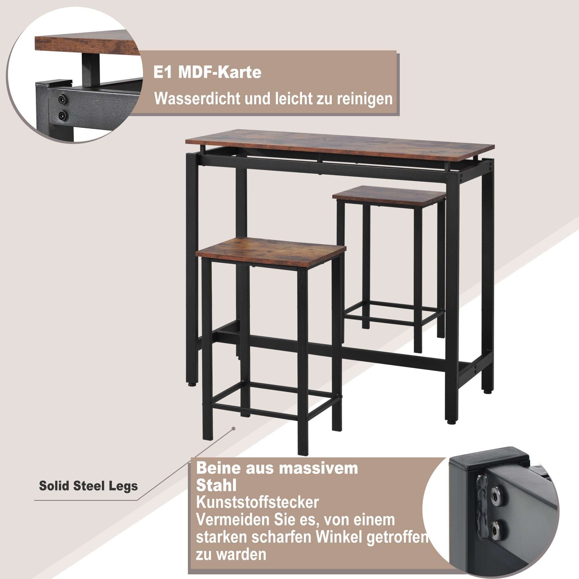 Flieks Bartisch, Bar Tisch und Stühle, Stehtisch und Barhocker