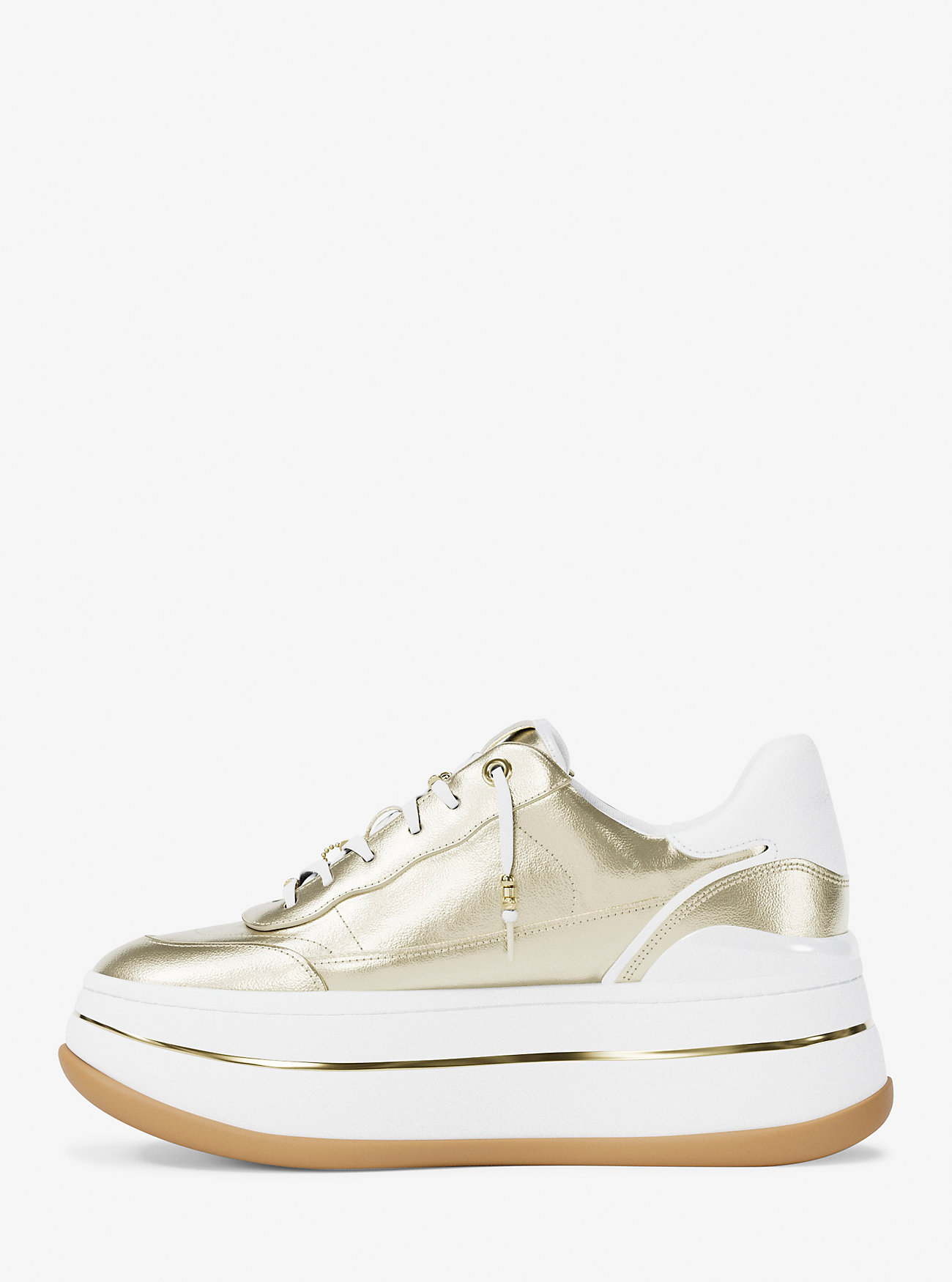 Hayes Embellished Metallic Leather Platform Sneaker - PALE GOLD