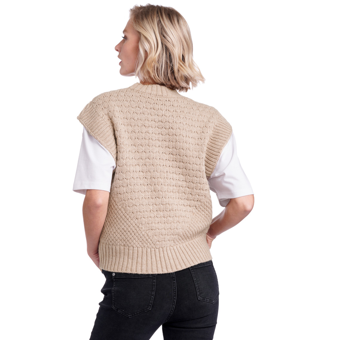 Damen Pullunder mit Struktur-Mix