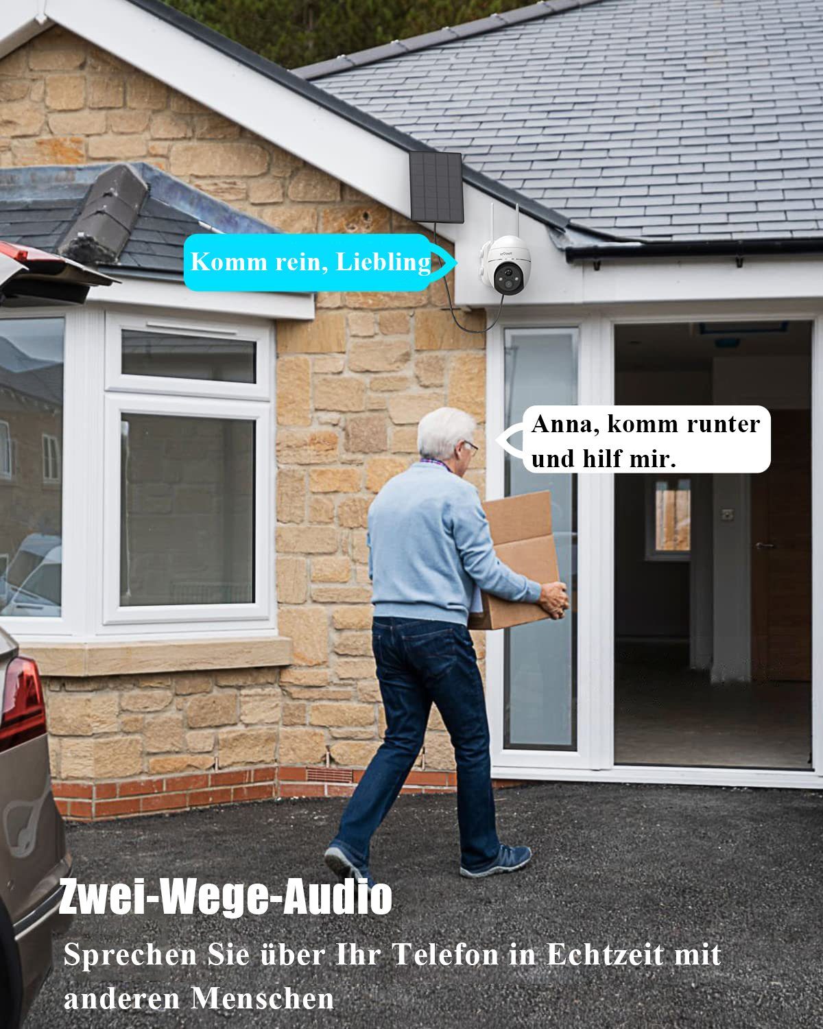 ieGeek 2K Solar WLAN Überwachungskamera Aussen Akku 355°/140° Pan Tilt IP65 Überwachungskamera (AuBenbereich, Outdoor, intelligenten KI-Algorithmus,4x Digitalzoom,Unterstützt Android/IOS und Tablet-Zugriff, Kabellose,20m Farbnachtsicht,PIR Bewegungsm
