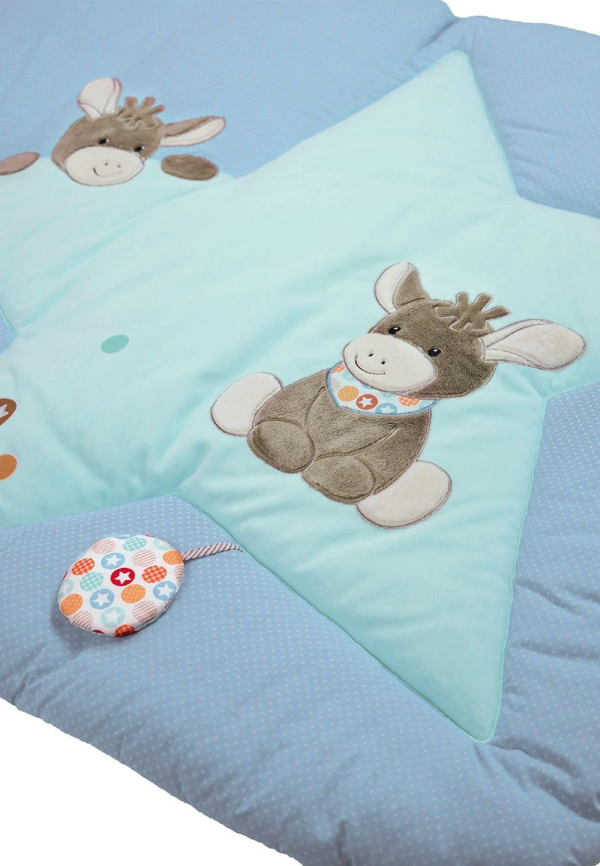 Krabbeldecke Emmi in Blau und Weiß, Motiv Esel