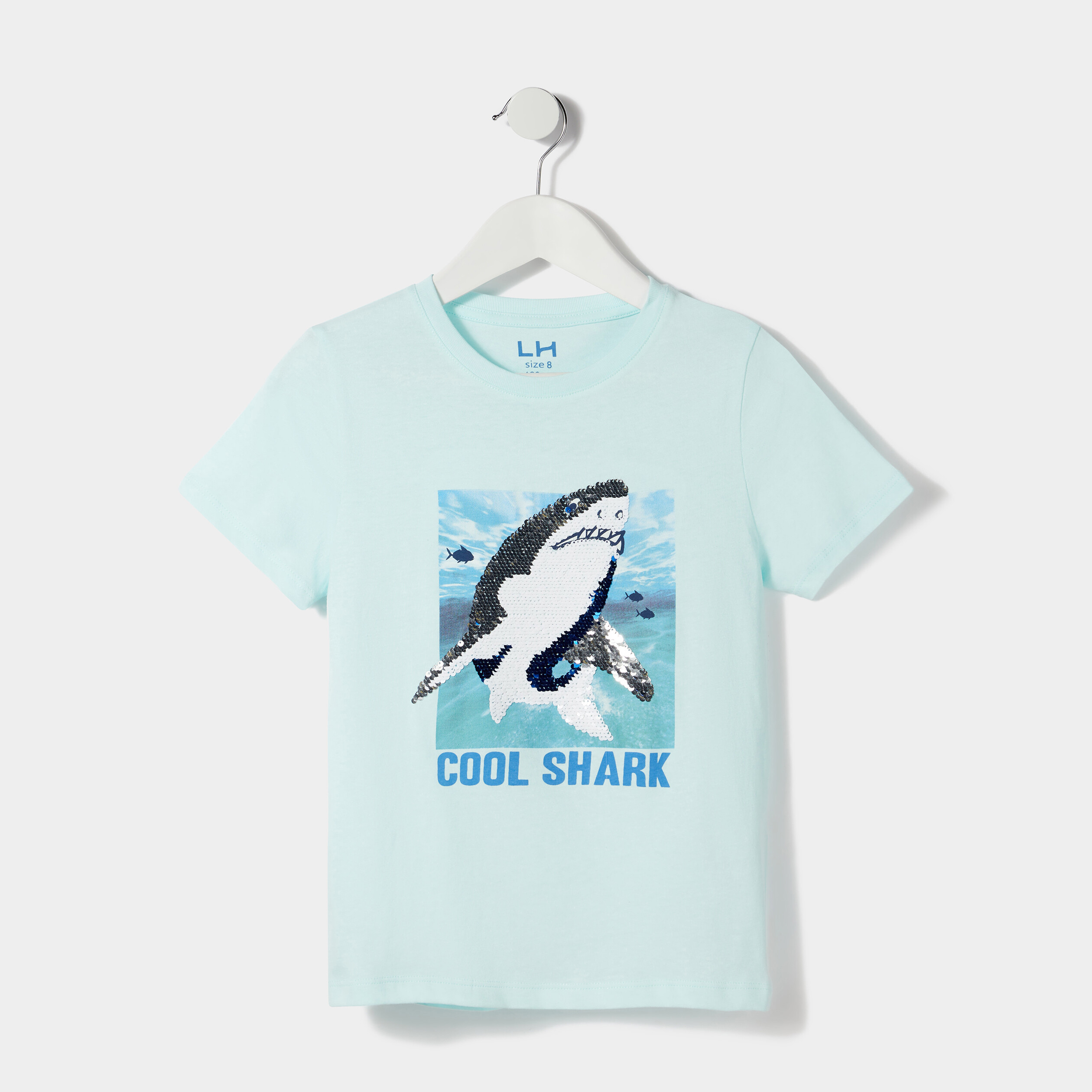 T-shirt manches courtes sequins bleu clair garçon | La Halle