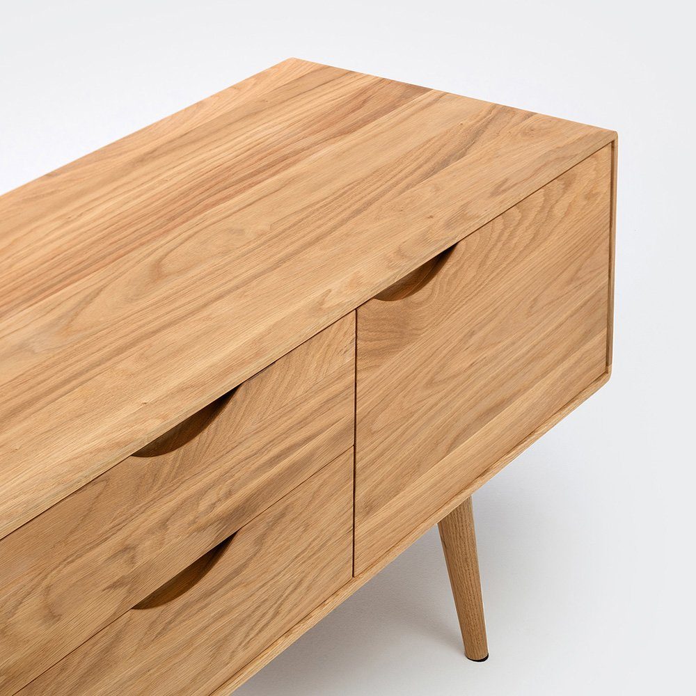Mobello Sideboard Elegante Kommode aus Massiv Eichenholz, Stilvoller Mehrzweckschrank für Zuhause, 160x40x53 cm