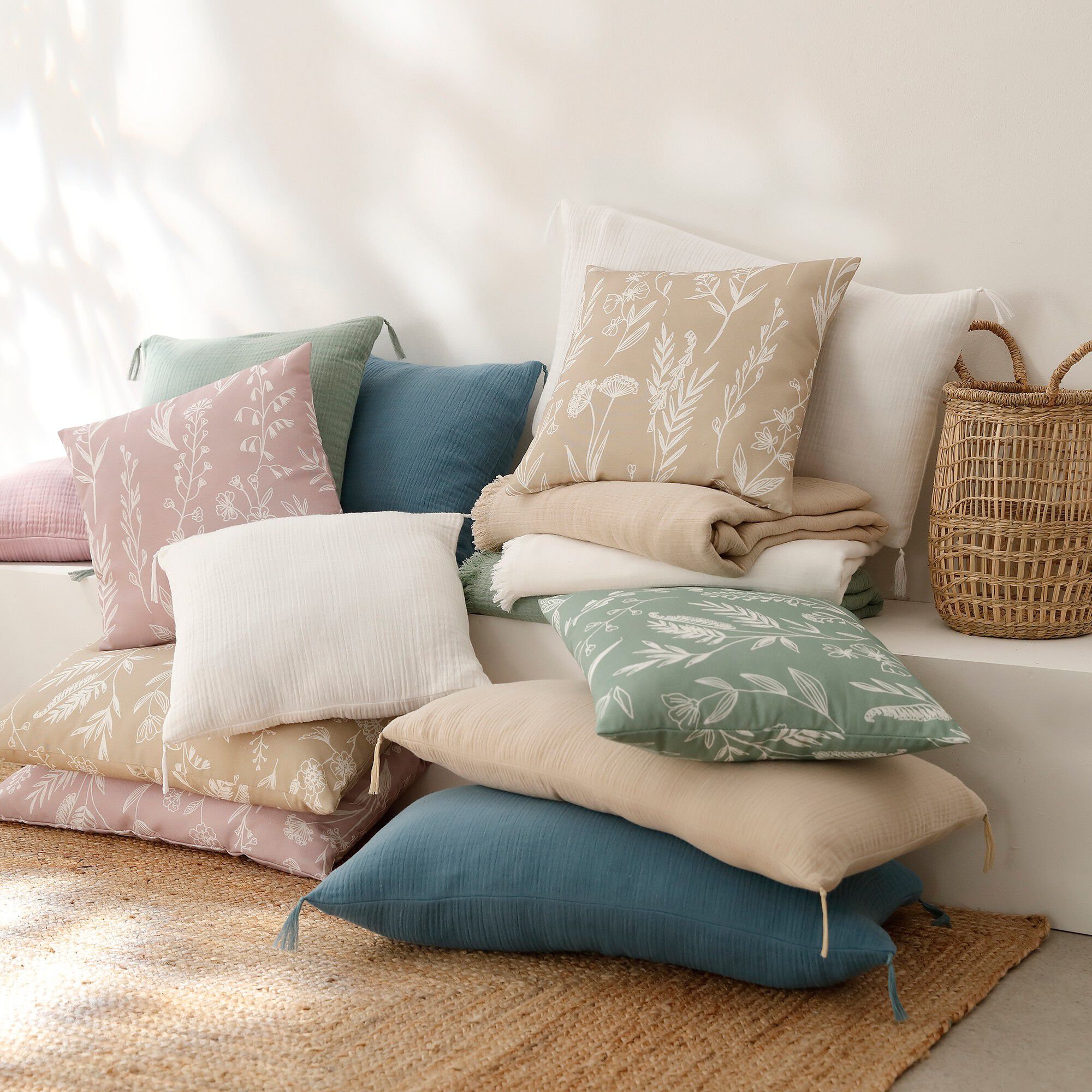 Housse de coussin imprimé bucolique Alessia