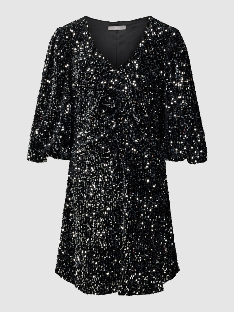 Minikleid mit Paillettenbesatz in schwarz
