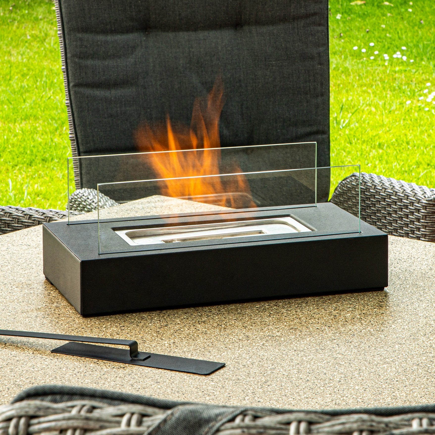 GartenHero Echtfeuer-Dekokamin Bioethanol Tischkamin Sicherheitsglas Tischfeuer Dekokamin Feuerstelle Kamin Ethanol