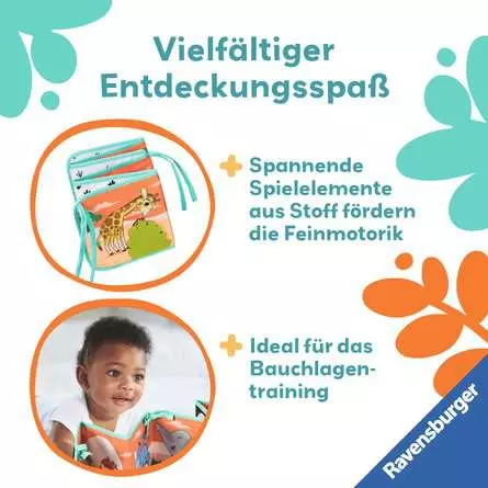 Play+ Mein allererstes Stoffbuch (für die Bauchlage): Wilde Tiere (Leporello)