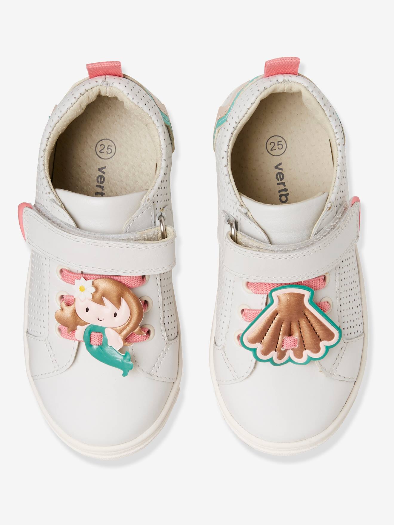 Tennis en cuir fille collection maternelle blanc