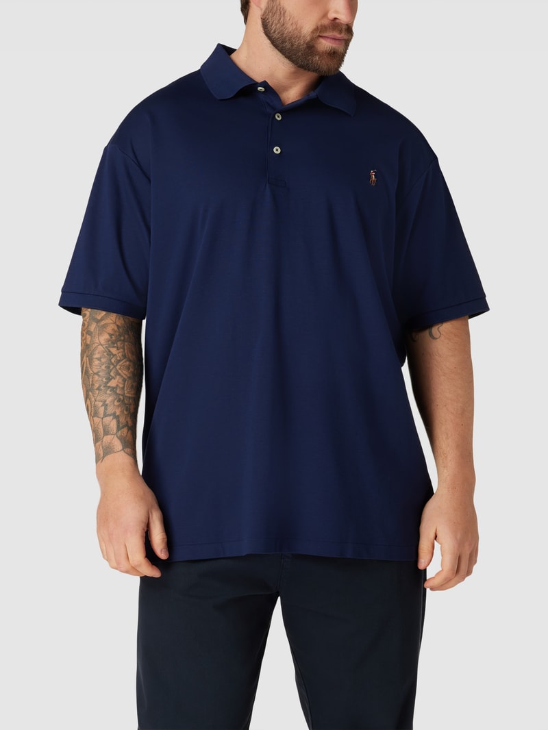PLUS SIZE Poloshirt mit Label-Stitching in marineblau