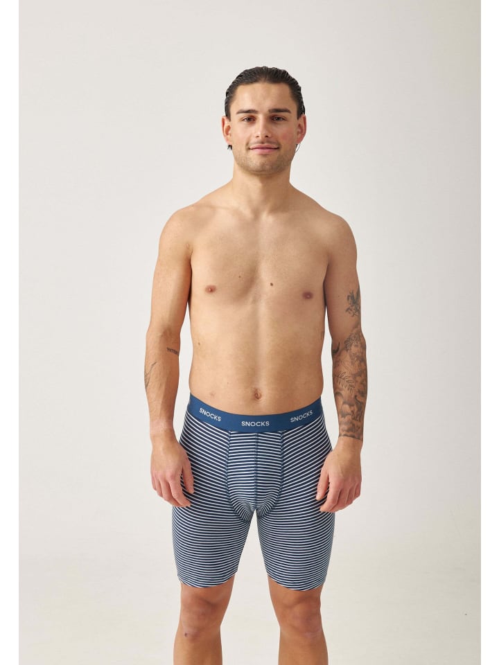 SNOCKS Lange Boxershorts 6 Stück in Blau (Streifen) günstig kaufen