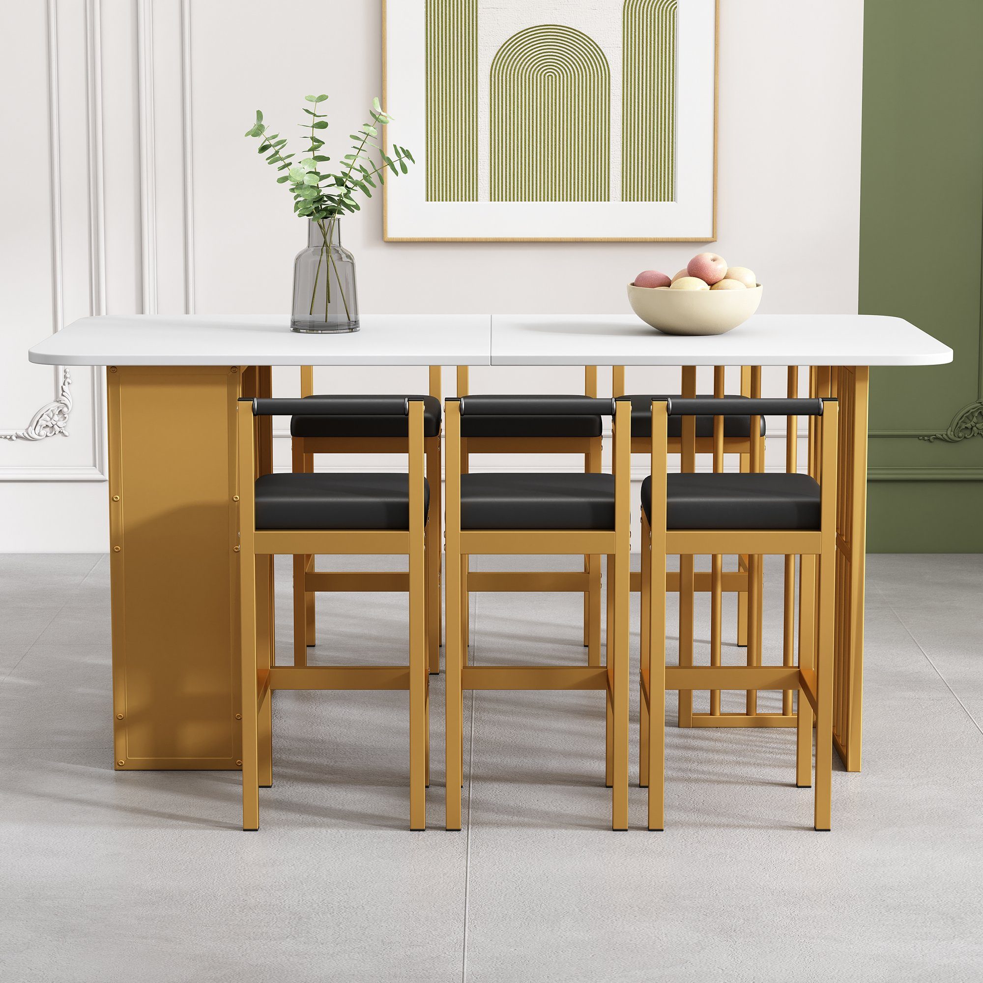REDOM Essgruppe Esstisch mit 6 Esszimmerstuhl Set Küchetisch Barstuhl Sitzgruppe, (7-tlg)