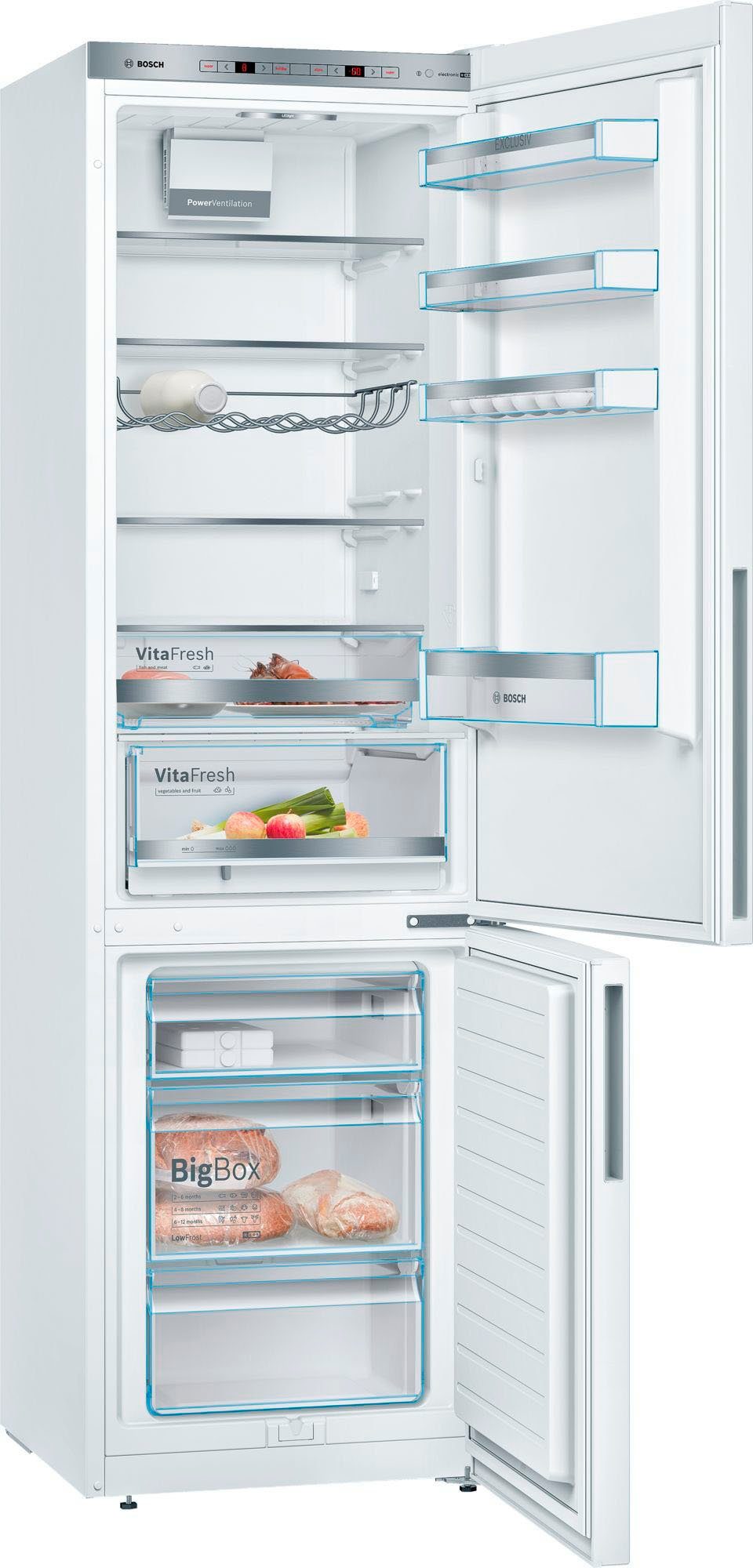 BOSCH Kühl-/Gefrierkombination Serie 6 KGE39AWCA, 201 cm hoch, 60 cm breit