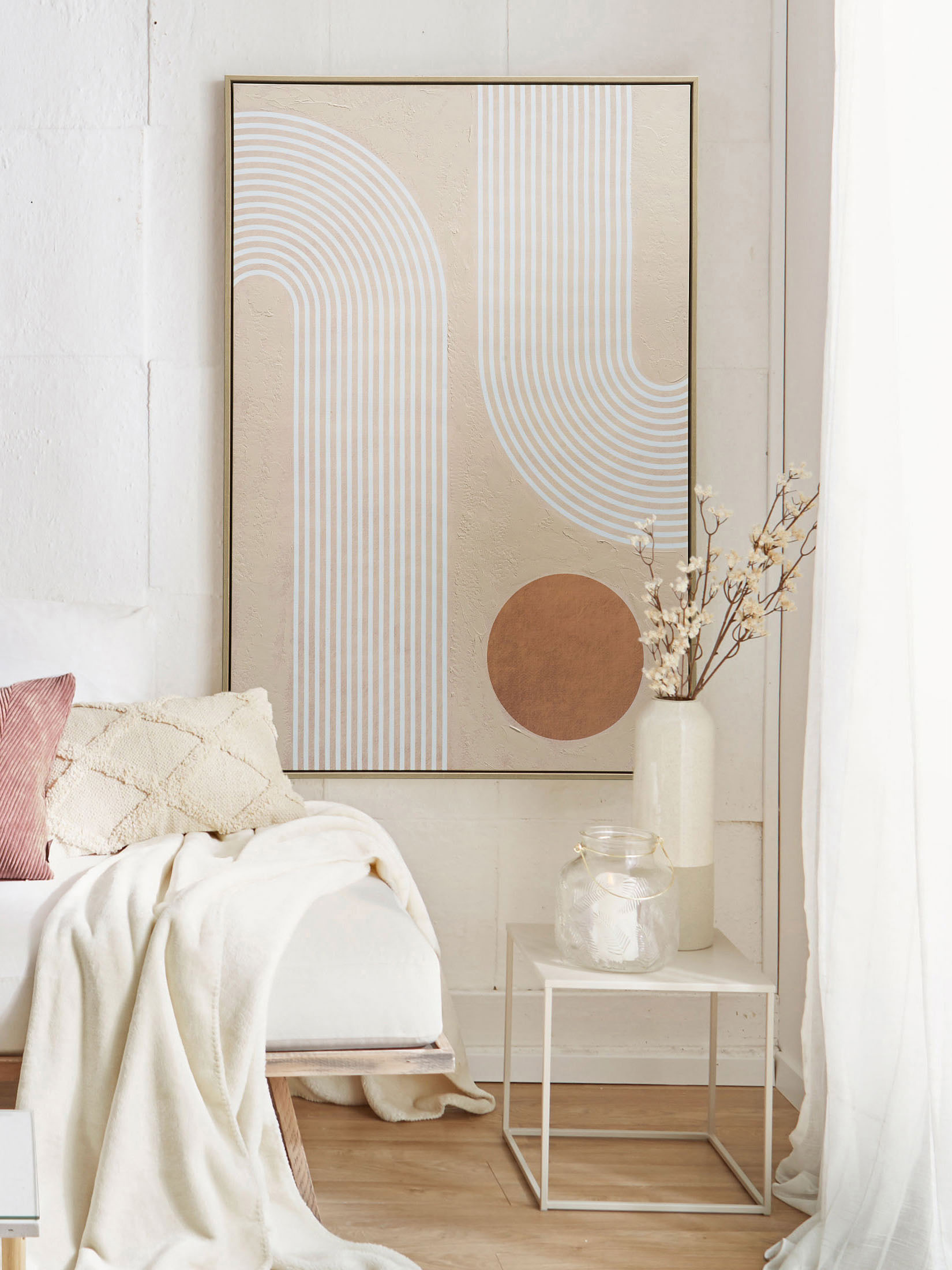 Cornero Leinwand-Druck-handbemalt, Hellbeige