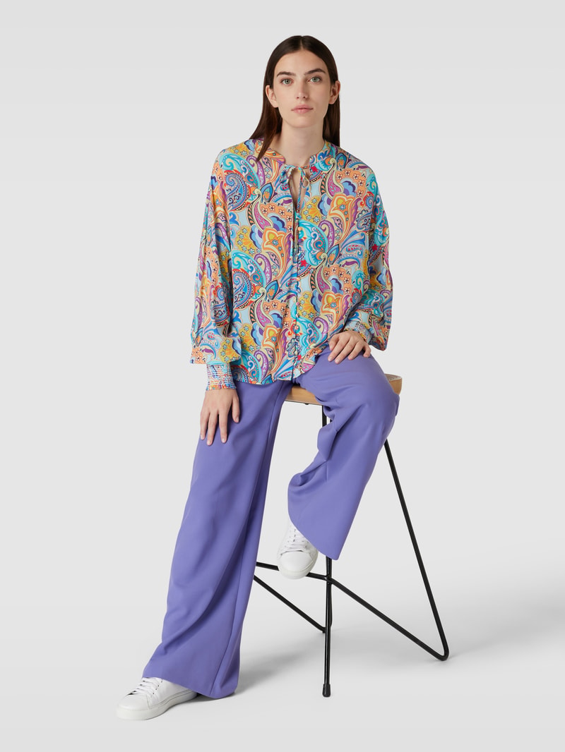 Hemdbluse aus reiner Viskose mit Paisley-Muster in blau