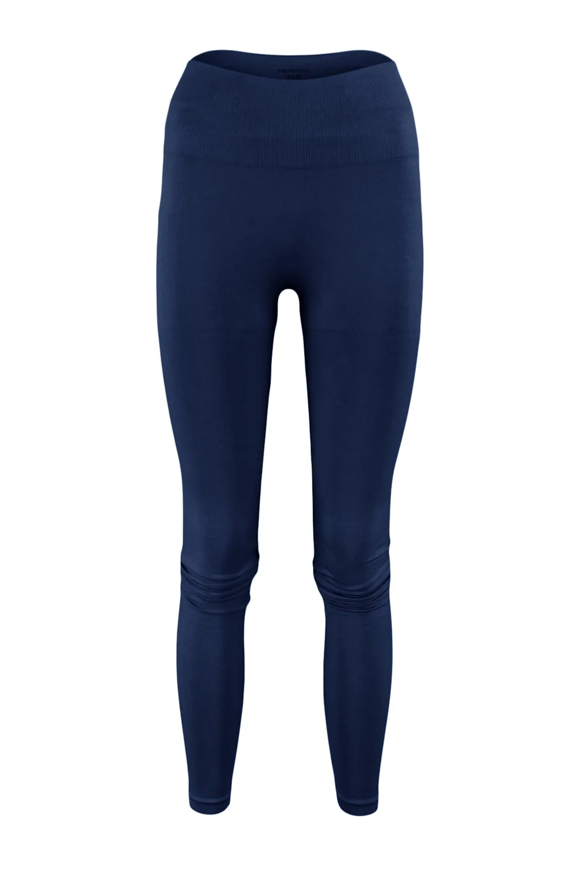 Trendyol Collection  Nahtlose/nahtlose, geraffte, gestrickte Sport-Leggings in dunklem Marineblau TWOAW23TY00027
