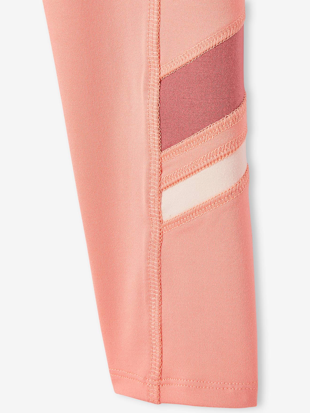 Vertbaudet Mädchen Sportleggings, Streifen am Beinsaum - pfirsich