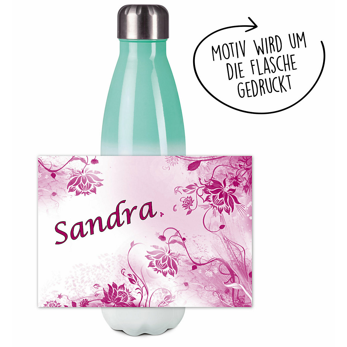 Edelstahl Kinder Thermoflasche / Trinkflasche bunt Blumenranke Farbe brombeere Spülmaschinenfest, Auslaufsicher, Bruchfest, Doppelwandig, Für Heißgetränke geeignet, Mit Deckel, Isoliert