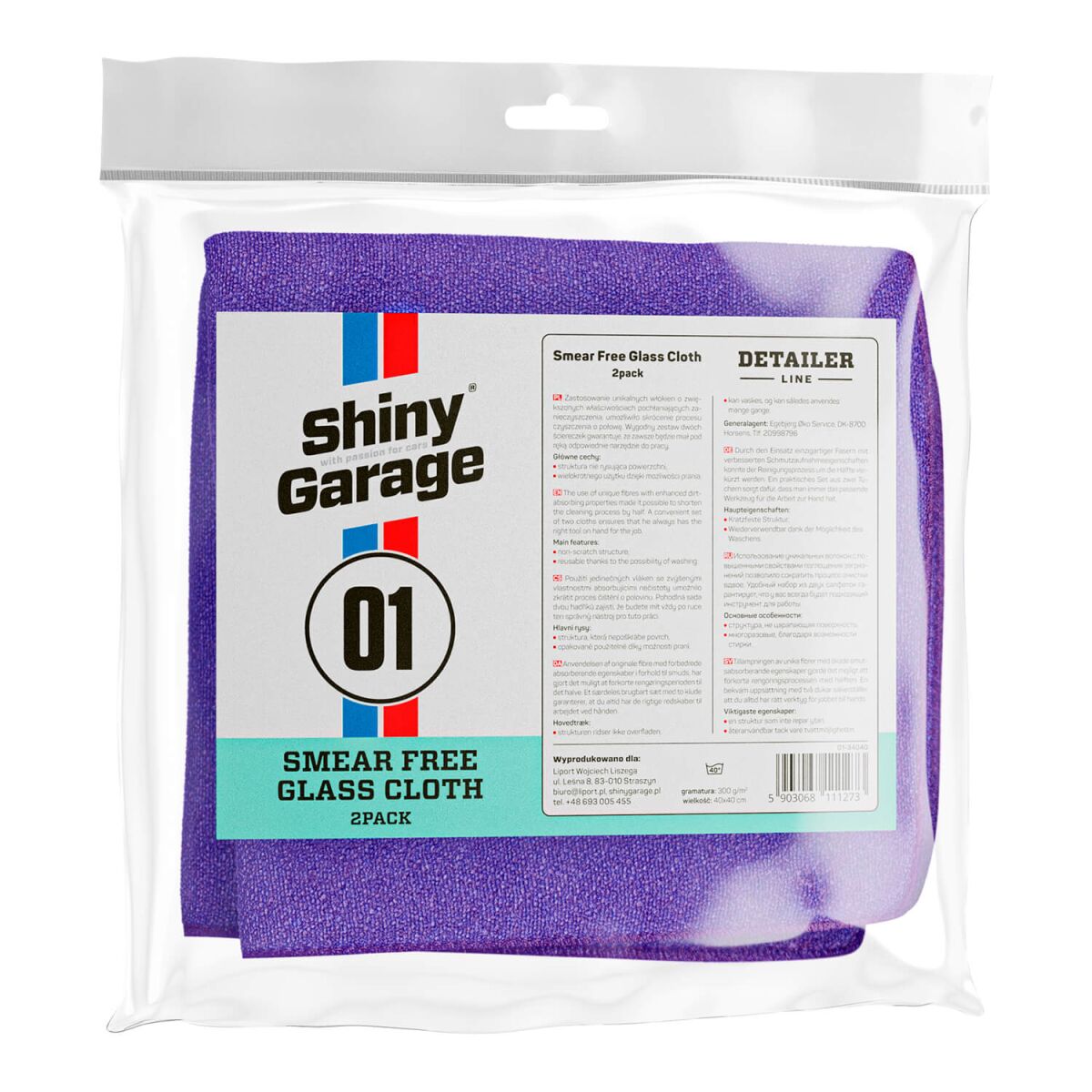 Shiny Garage Smear Free Glass Cloth Spezial-Glasreinigungstücher 300GSM 40×40 2er-Pack