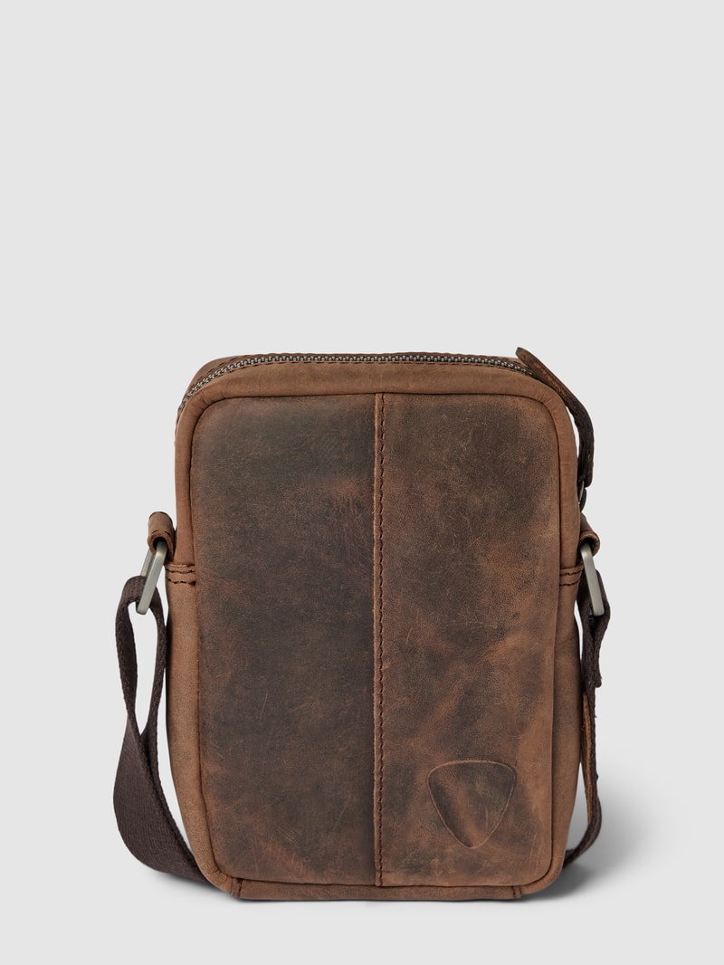 Umhängetasche aus Leder mit Label-Patch Modell 'richmond' in terrakotta