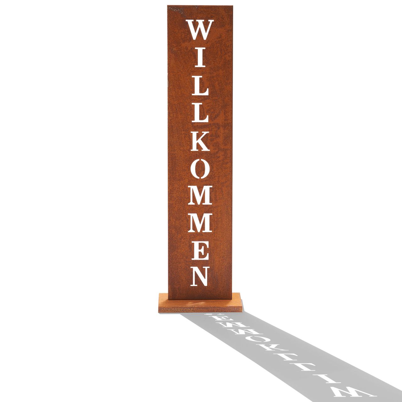 Weles Amare Standschild Willkommen 20 x 15 x 72 cm, rostfarben