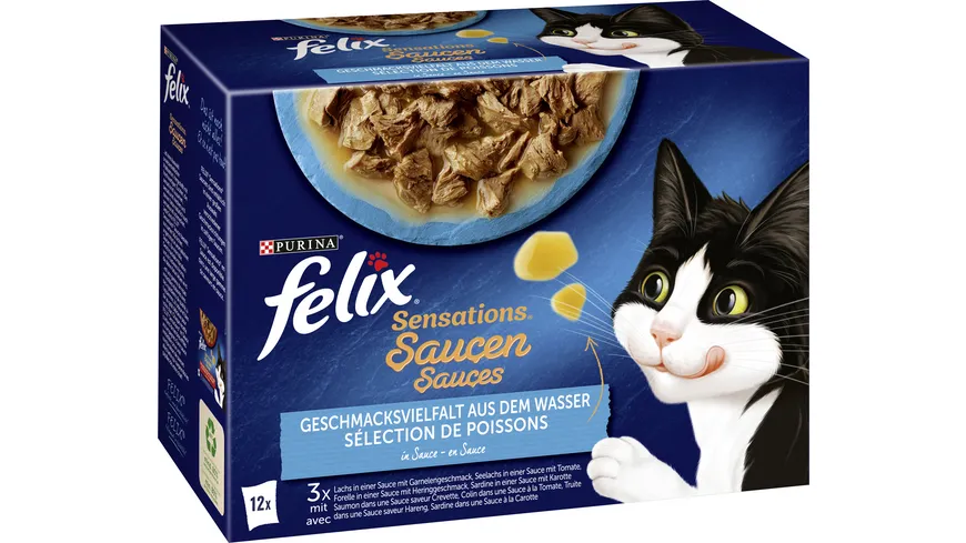 PURINA felix Sensations Saucen Geschmacksvielfalt aus dem Wasser Katzennassfutter 1020 g
