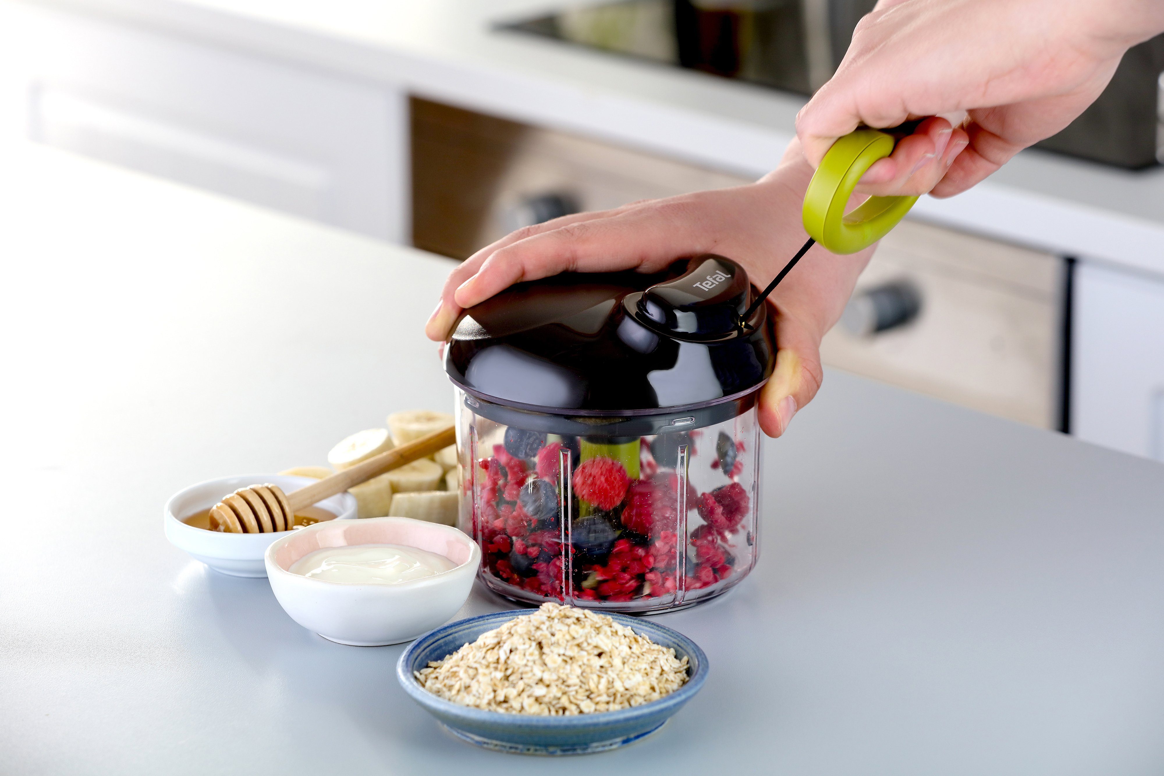 Tefal Gemüsehacker Ingenio Zerkleinerer, 900ml, Edelstahlklingen, rutschfest, Soft-Touch-Griff, Schwarz/Grün