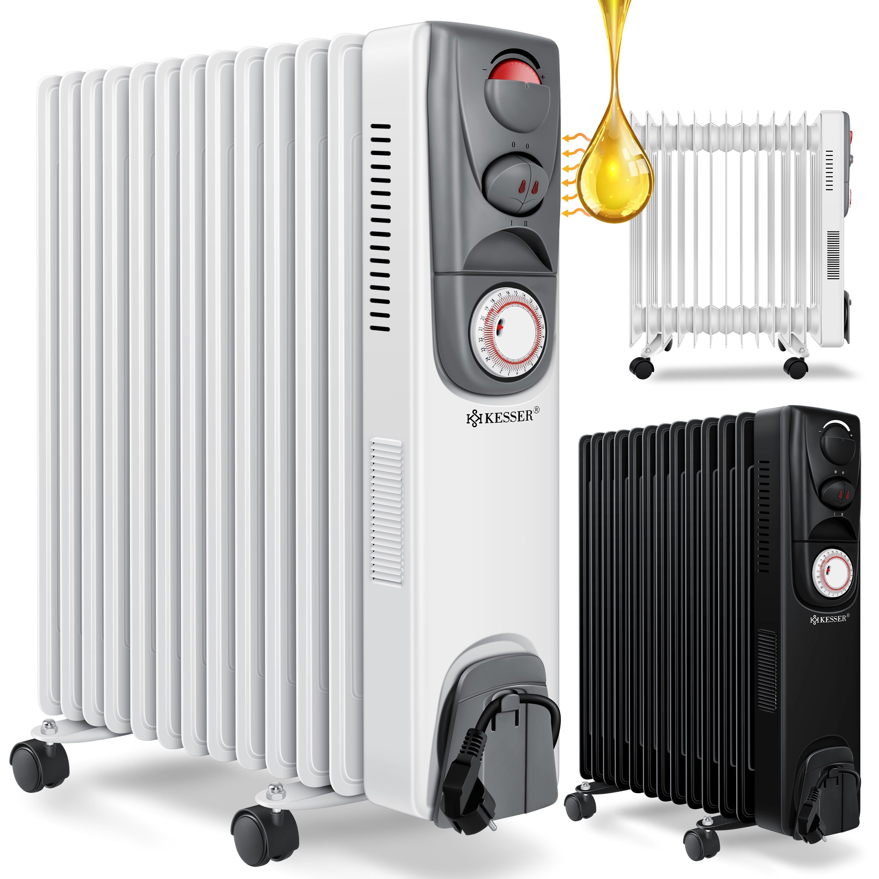KESSER Ölradiator, 2500 W, Ölradiator Elektrische Heizung 2500W Öl Radiator Elektro