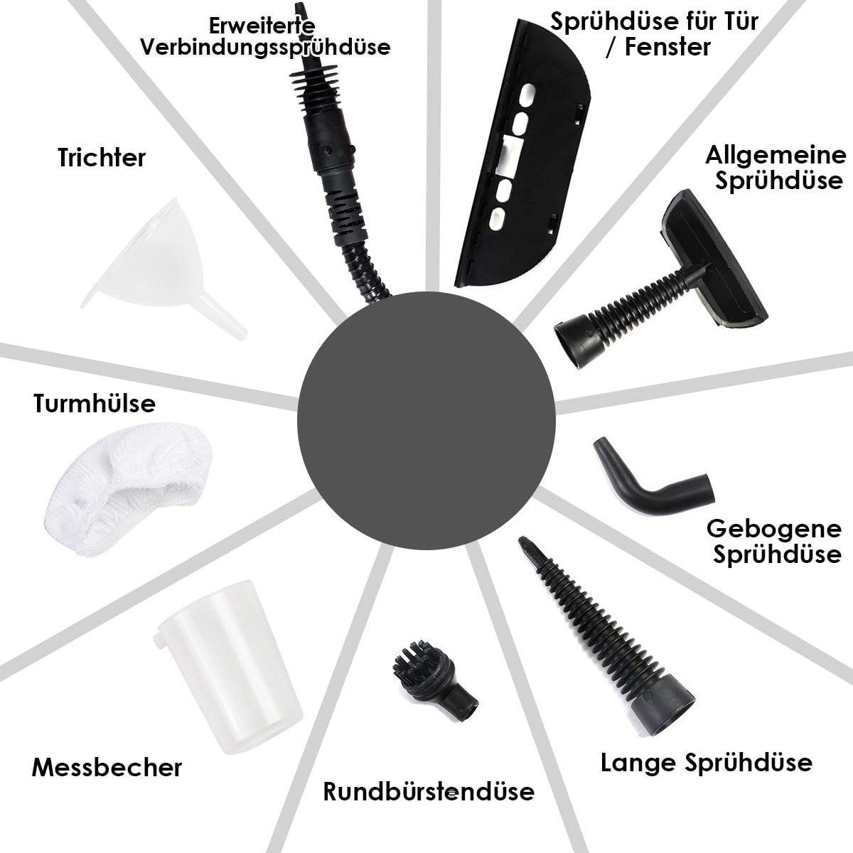 KOMFOTTEU Dampfreiniger, mit 350 ml Wassertank, 3 Bar, 1050 W, 3-5min Aufheizzeit