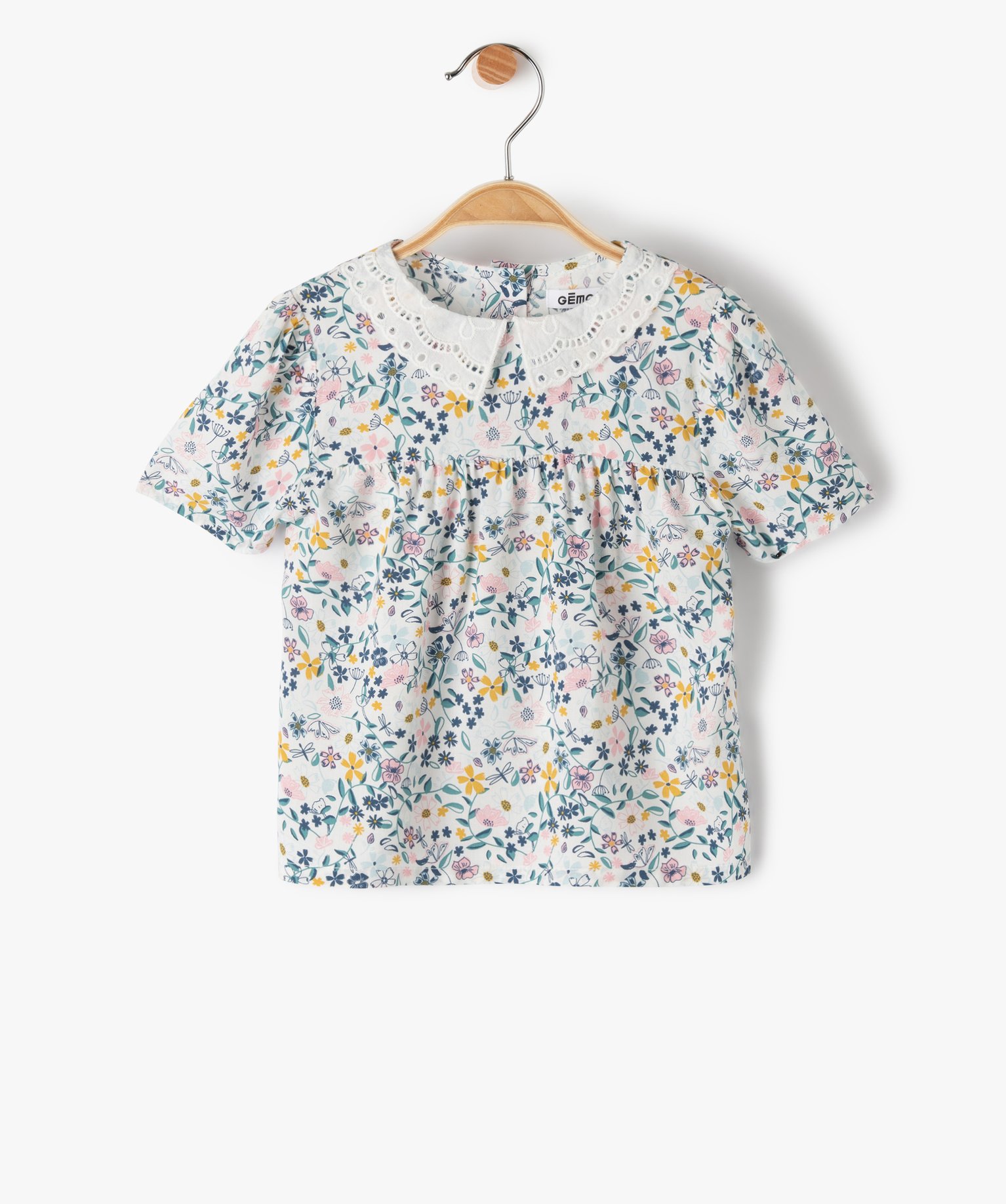Blouse bébé fille à manches courtes et col en dentelle an... multicolore | GEMO