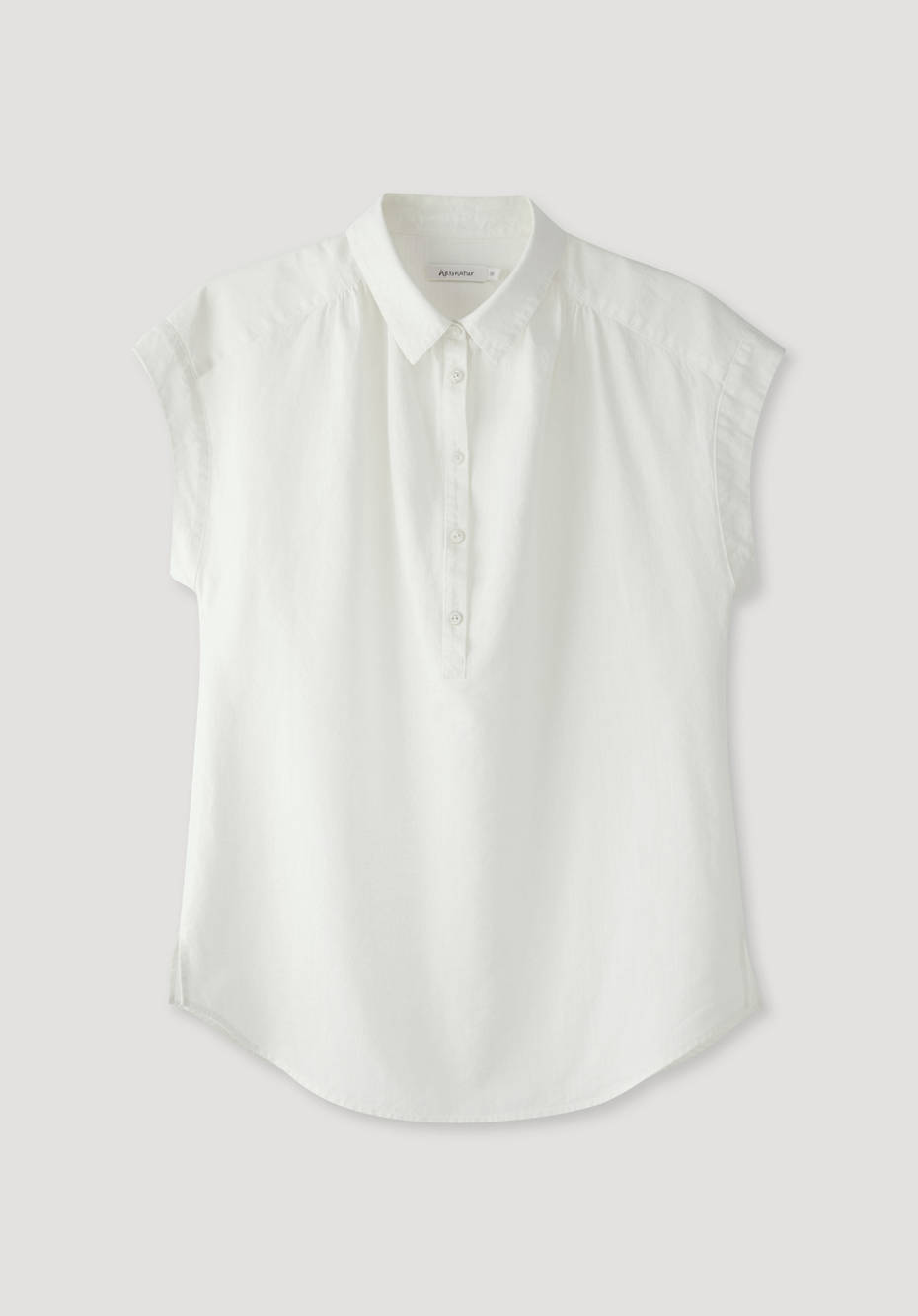 Ärmellose Bluse aus Bio-Baumwolle mit Leinen