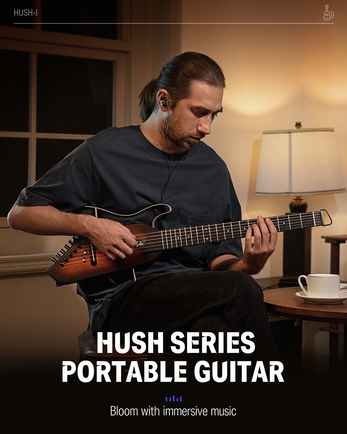 Donner Gitalele HUSH-I Elektroakustische Gitarre Kopflos Tragbar Gitarre zum Reisen, Kopflos, Set, tragbar In jeder Zeit spielen Lärmminderung
