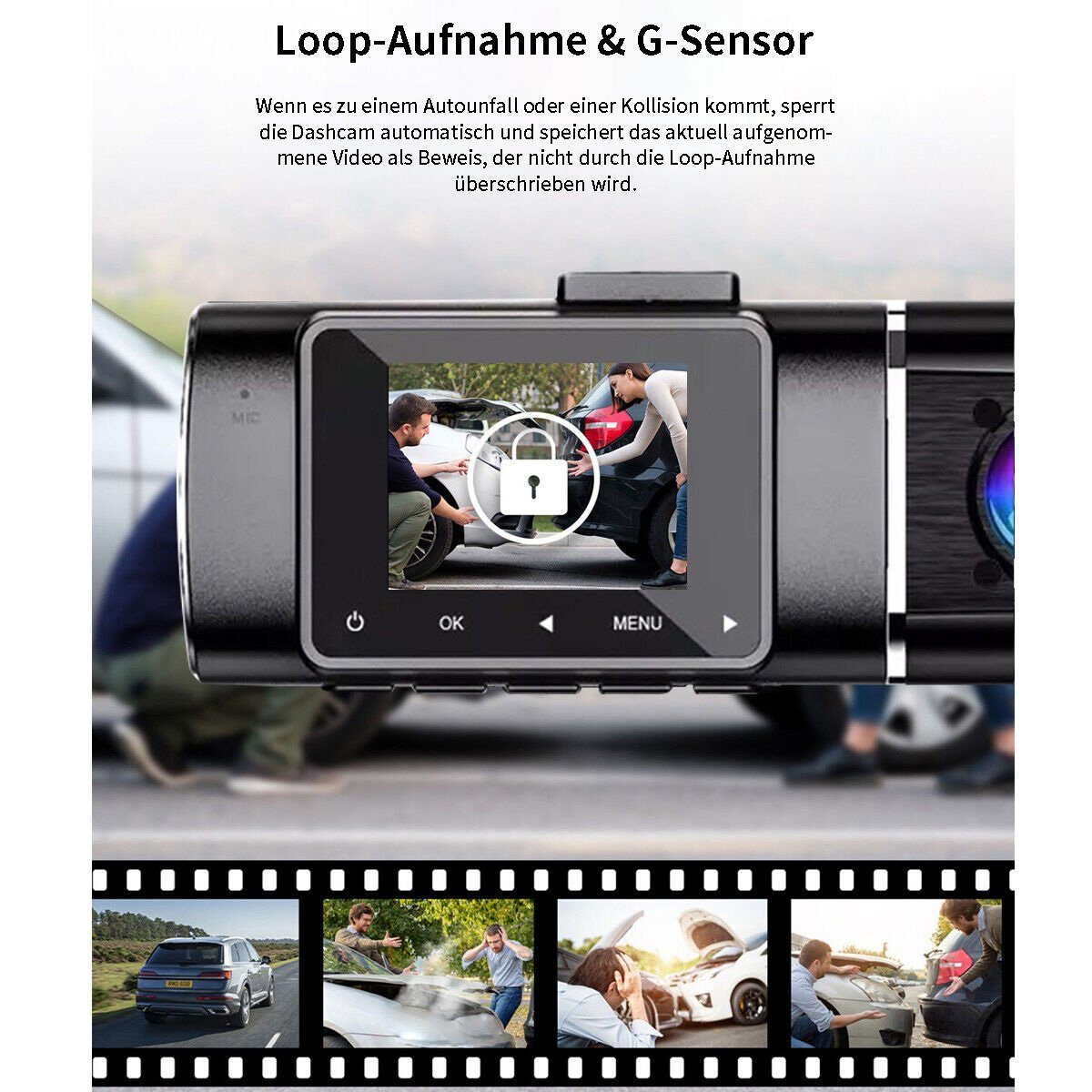 Yoyaxi 1080P HD Rückspiegel Auto DVR Dual Dash Cam Kamera Dashcam (Vorne Hinten Video Recorder)