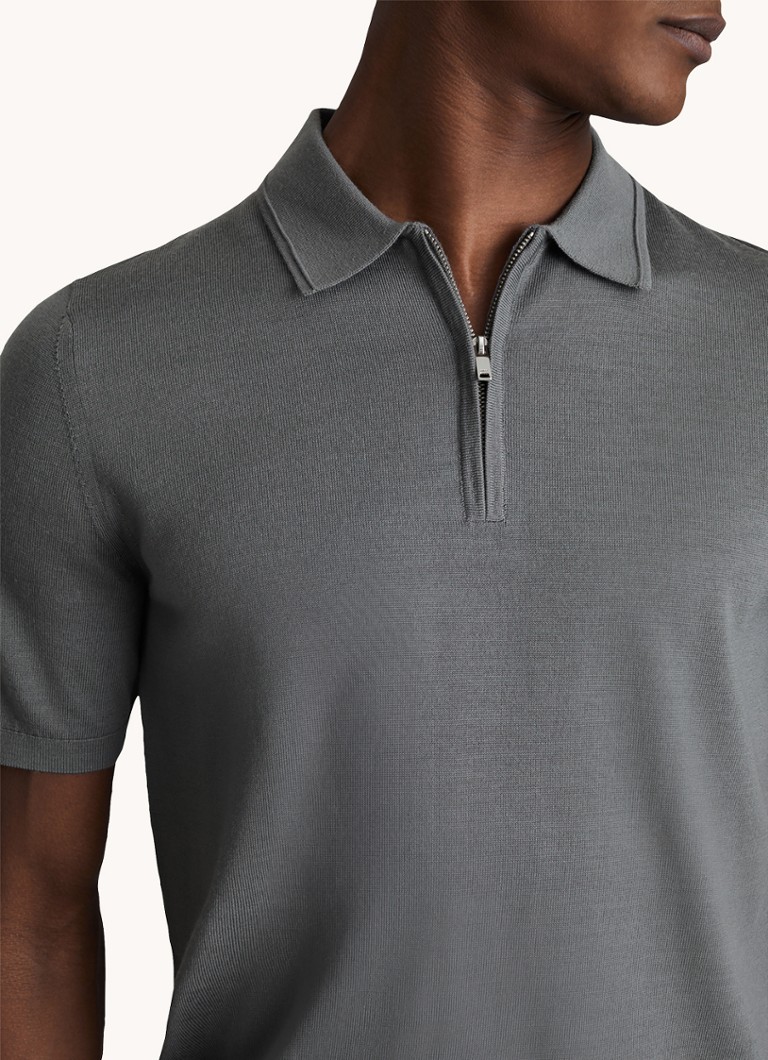 Reiss Maxwell uska polo majica od fino pletene merino vune s patentnim zatvaračem do pola