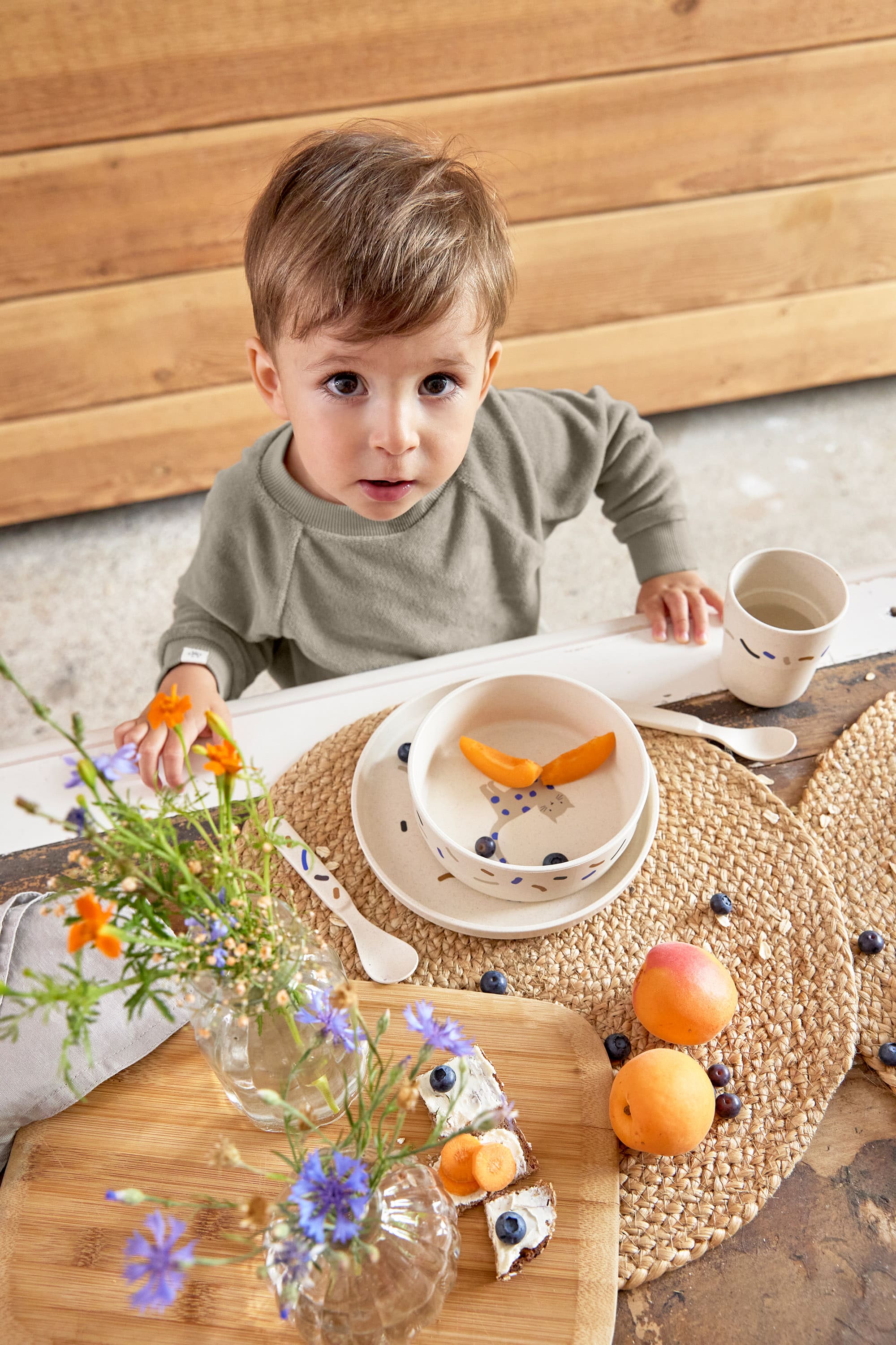 Kindergeschirr Set (Teller - Schüssel - Becher - Löffel), Little Mateys Royal Blau