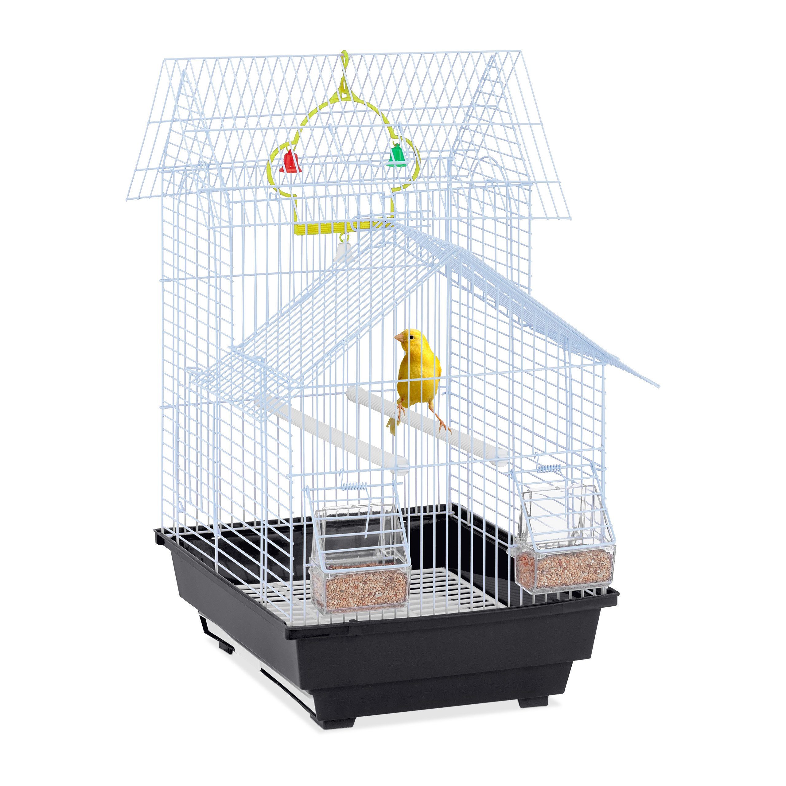 relaxdays Vogelkäfig Vogelkäfig mit Spitzdach