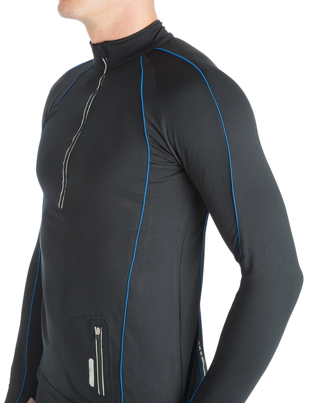 Zoomyo Laufshirt windabweisendes, angerautes Herren Fleece Laufshirt Jimi mit Reflektoren und Quick-Dry-Funktion