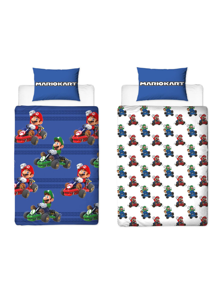 Super Mario Bettwäsche Set aus Microfaser für Kinder – 140x200 cm Bettbezug in Blau günstig kaufen 140 x 200 cm
