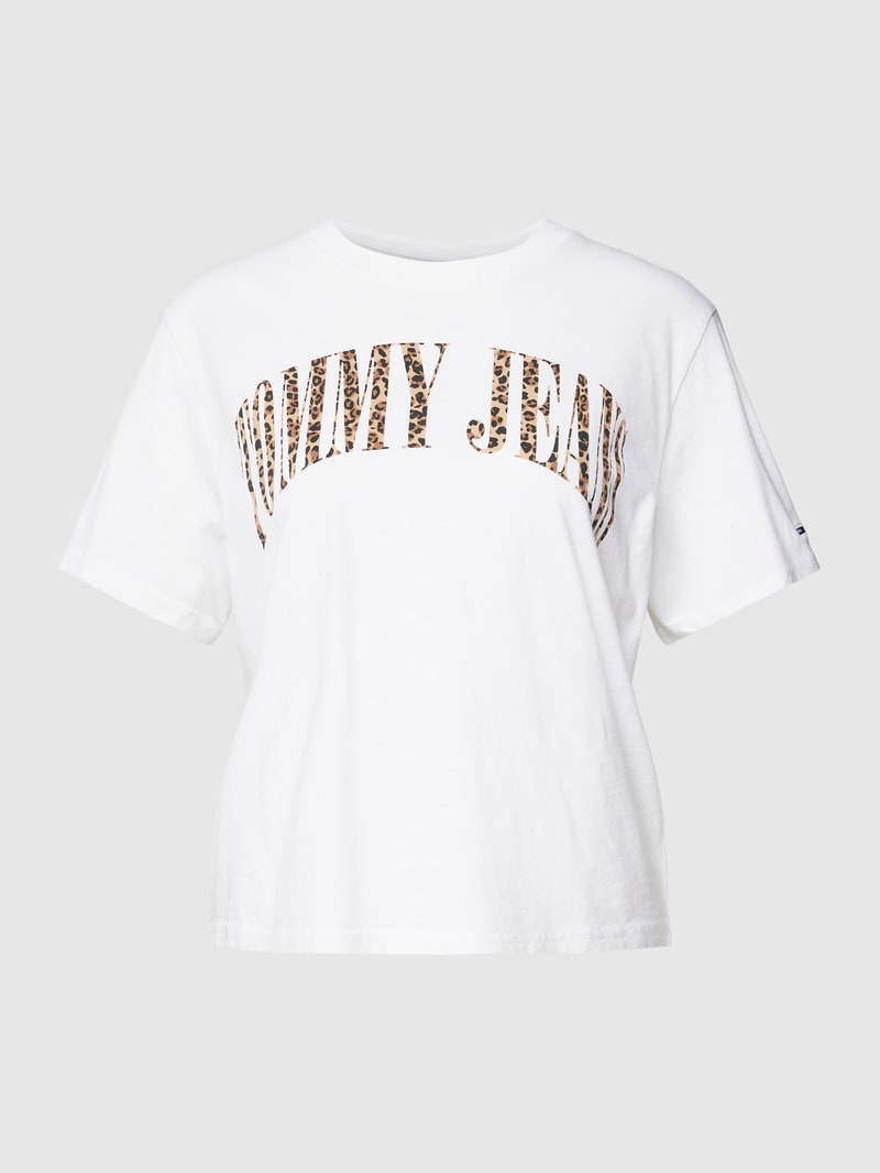 T-Shirt mit Label-Print und Rundhalsausschnitt in weiß