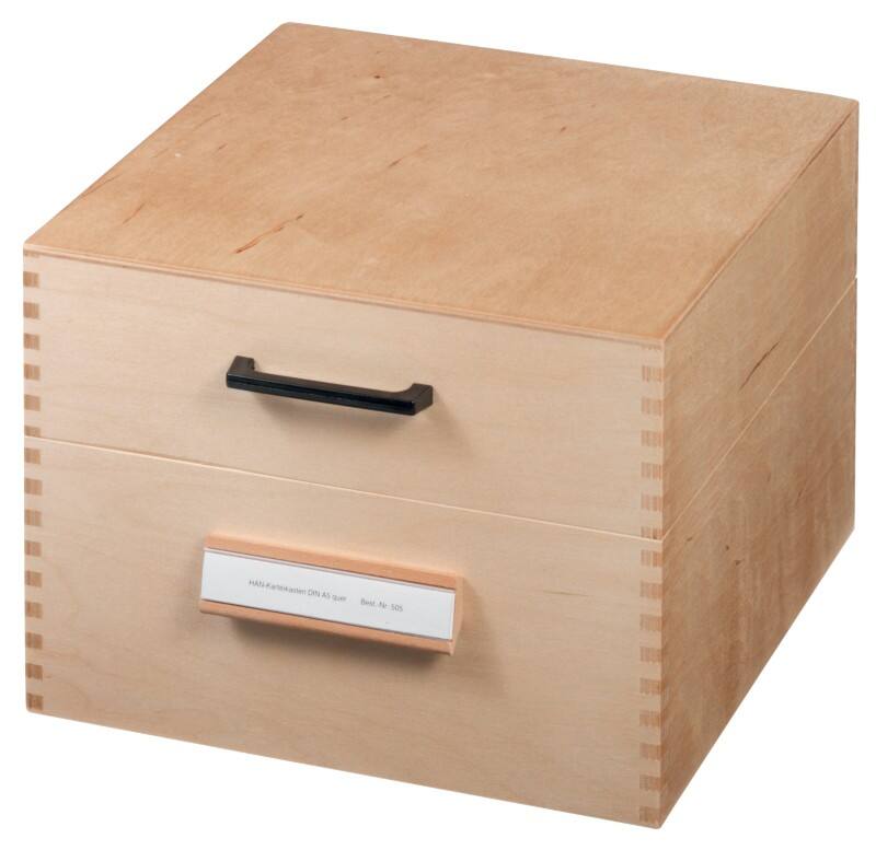 HAN Naturholzkarteikasten DIN A5 900 Karten Hellbraun 25,5 x 25 x 19 cm
