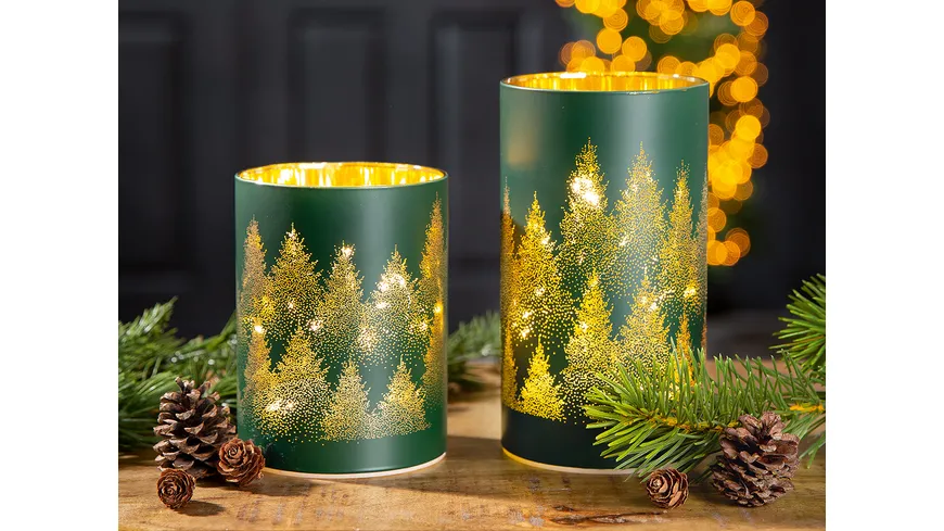 GILDE LED-Leuchter Schwarzwald grün, gold
