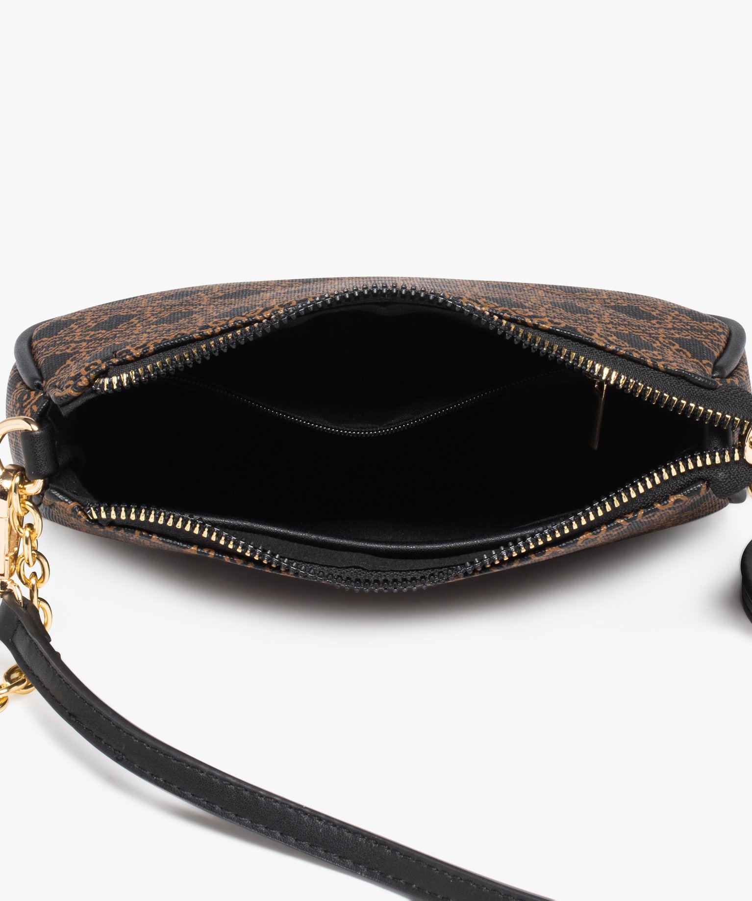 Sac besace compact imprimé avec bandoulière en chane femme noir | GEMO