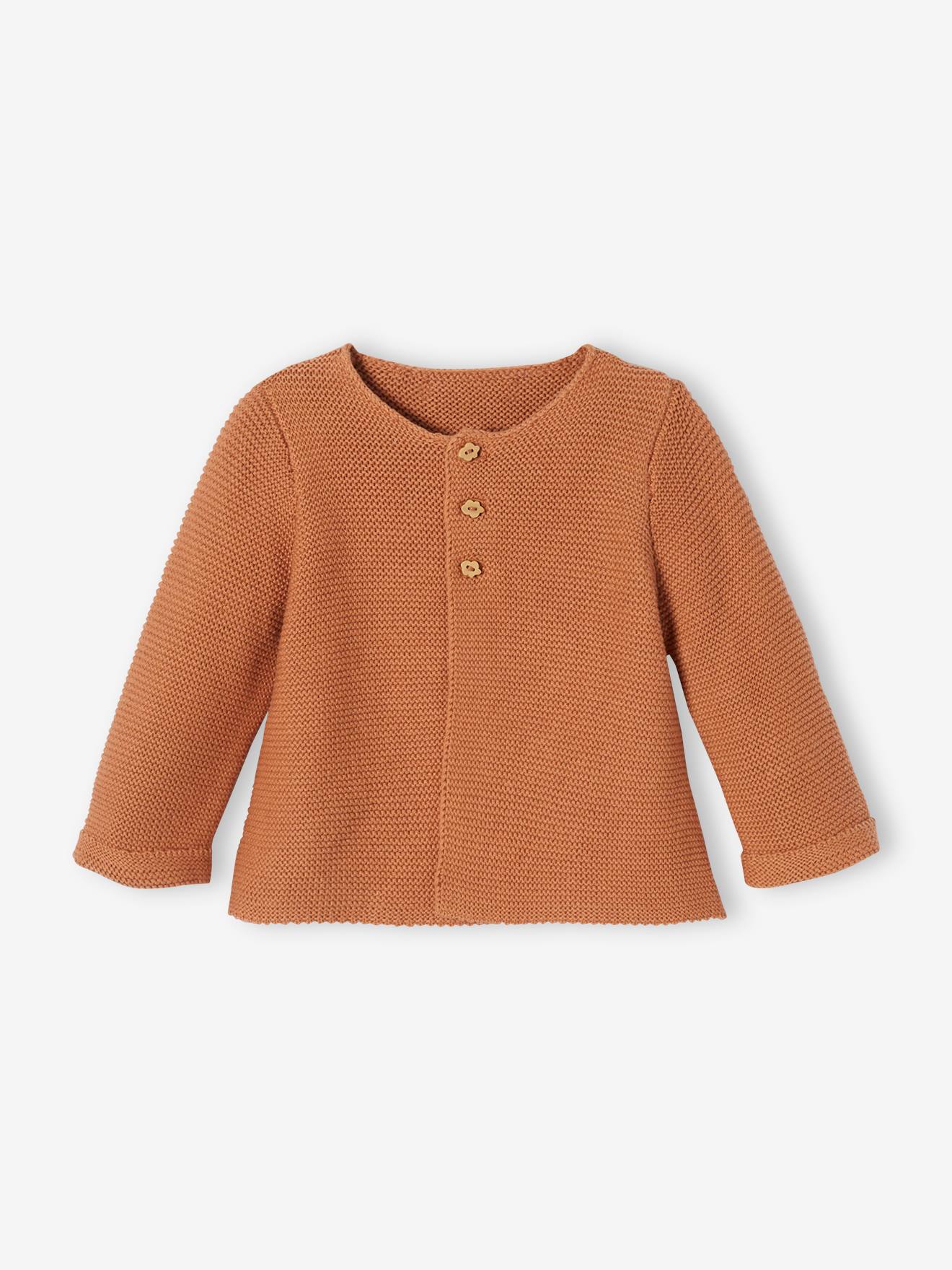 Vertbaudet Baby Feinstrickjacke BASIC Oeko-Tex - hellbraun